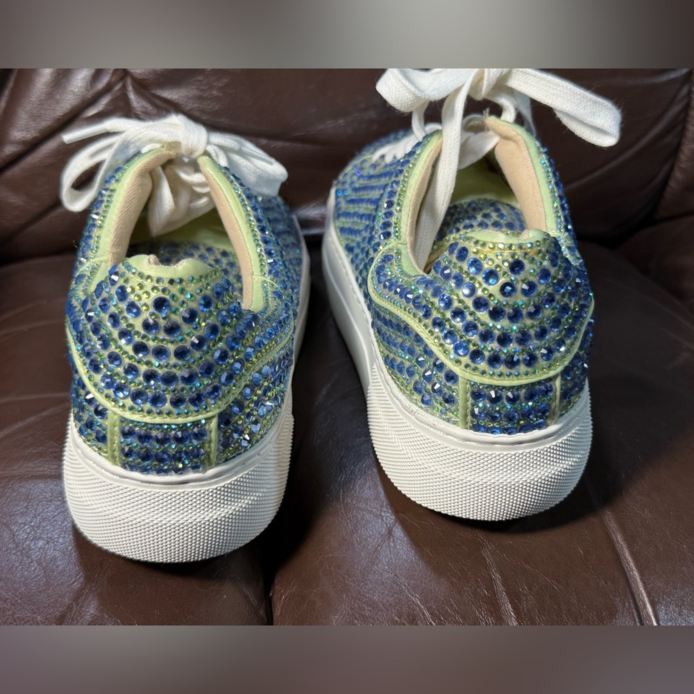 Betsy Johnson Sidny Blue Green Rhinestone Bling Platform Sneaker Size 7.5 - Picture 6 of 12